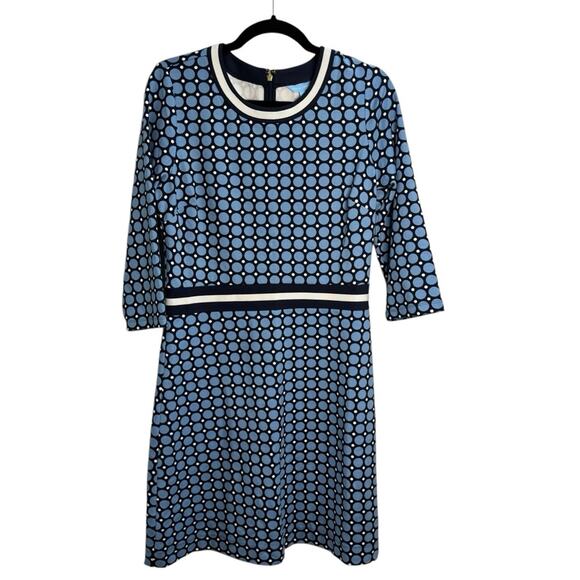 Draper James Persley Ponte Blue Polka Dot 3/4 Sleeve Dress - Picture 2 of 9